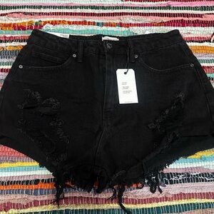 Black Distressed Women's Shorts